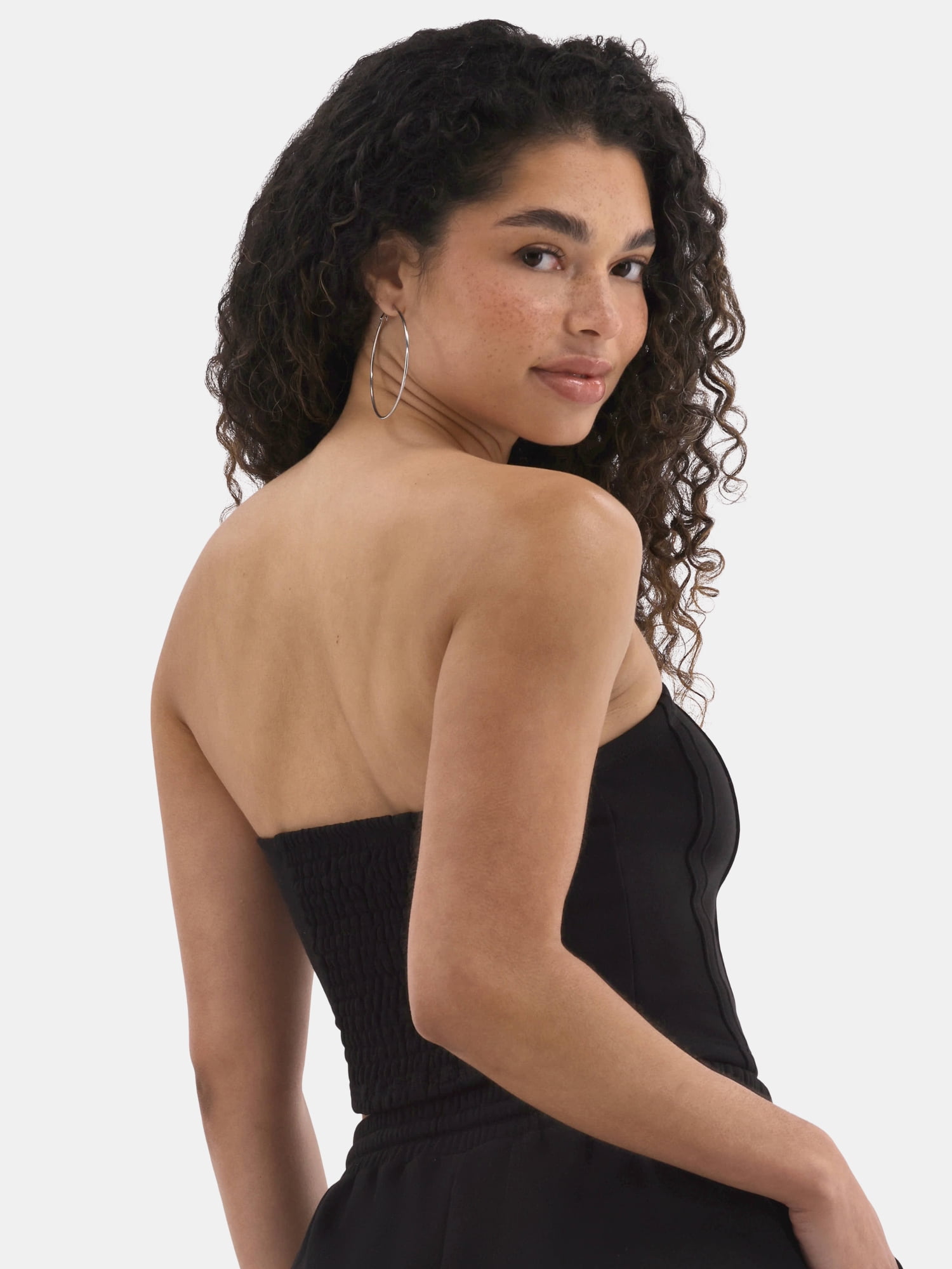 No Boundaries French Terry Tube Top and Shorts Set, 2-Piece, Women's