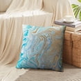 thumbnail image 5 of LALILO Throw Pillow Covers Marble Acrylic Blue Marbling Artwork Golden Glitter Gold Blue Marble Aqua Glitter Set of 2 Square 18 x 18 Inch Pillowcase, 5 of 5