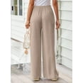 thumbnail image 6 of TEMOFON Pants for Women Wide Leg Linen Pant Summer Casual Palazzo Khaki Flowy Pants with Pocket Drawstring Loose Lightweight Pants L, 6 of 11
