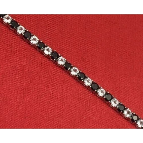 3MM 7.10Ct Round Lab Created Black Diamond Women's Tennis Bracelet 14K White Gold Plated