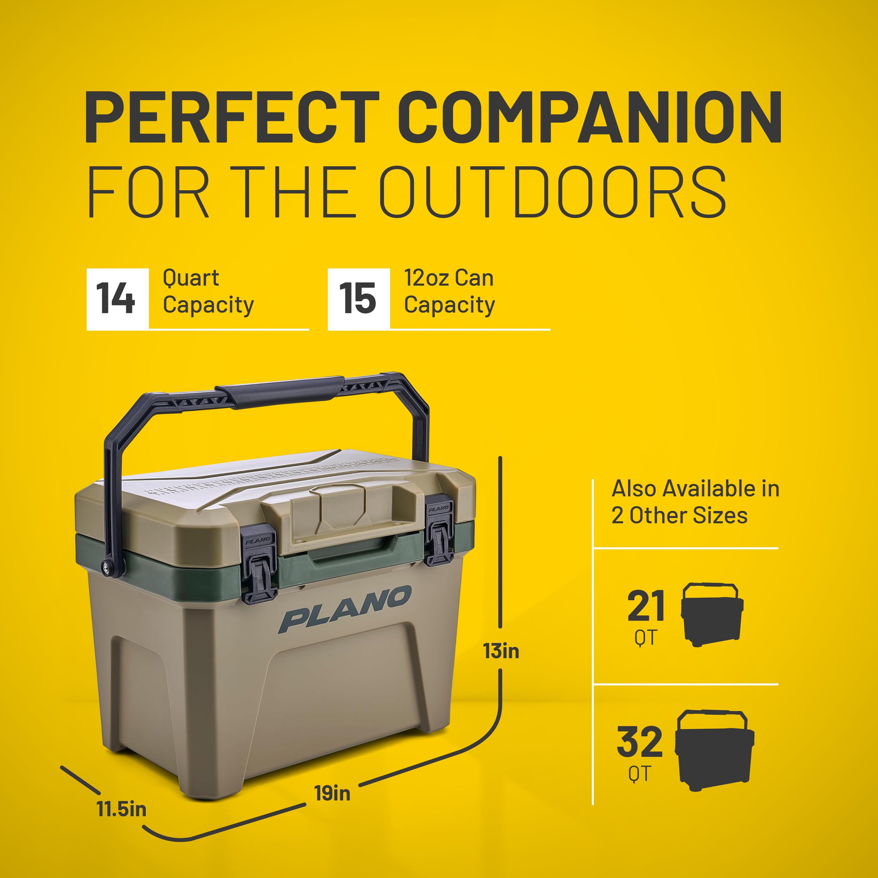 Plano Frost 14 Quart Heavy Duty Cooler w/ Built In Bottle Opener and Dry Basket, Inland Green
