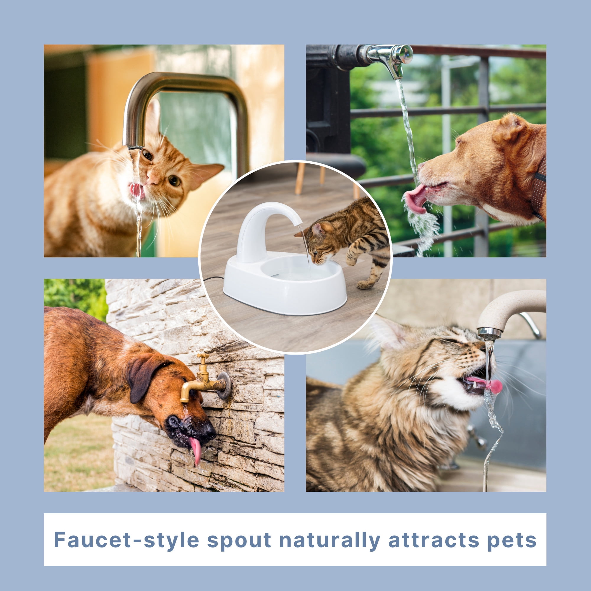 TRIXIE Curved Stream 84.5oz Drinking Fountain for Cats and Dogs, Large Pet Water Fountain