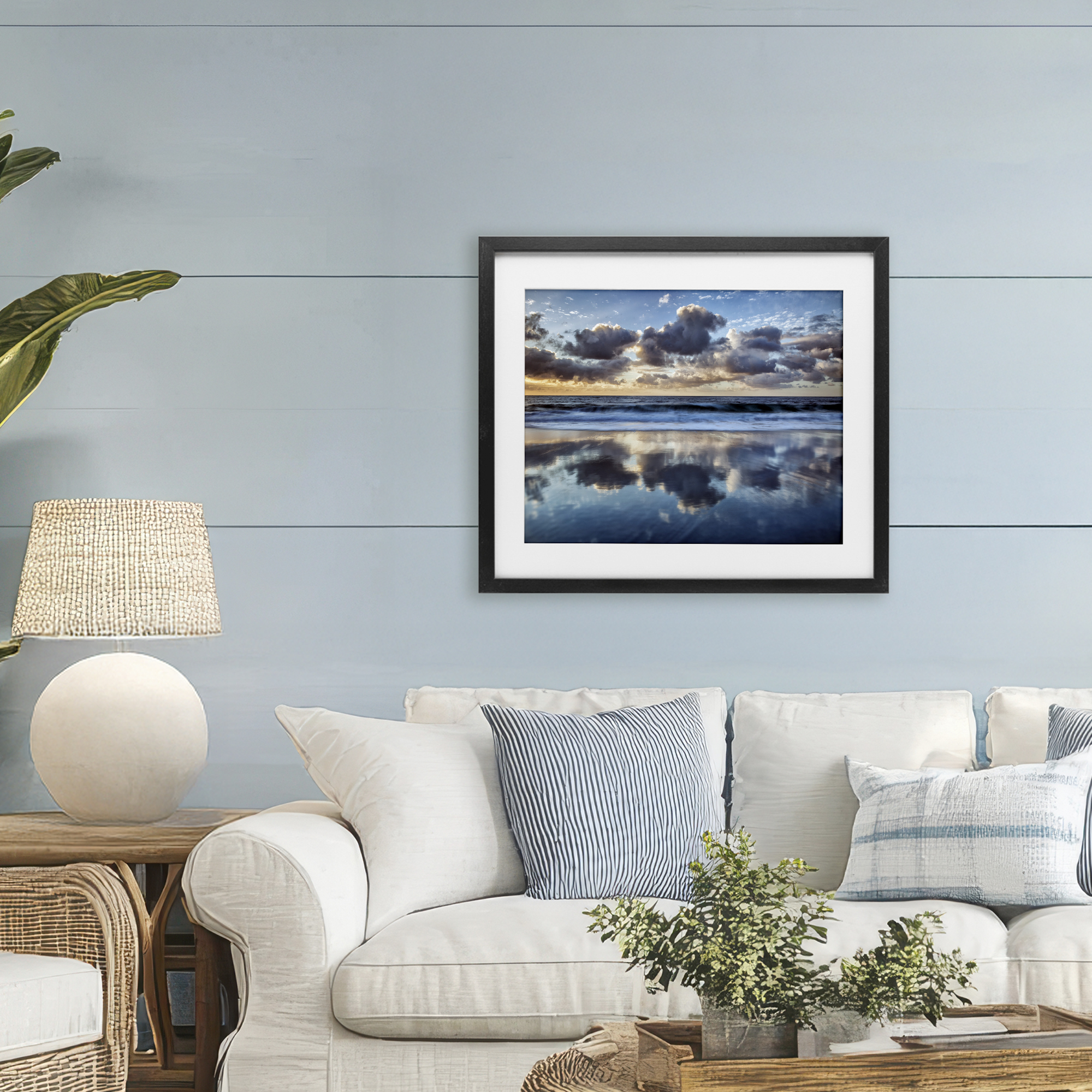 Stupell Industries Reflective Clouds Seascape Black Framed Print Under Glass, design by Superstock Partners LLC