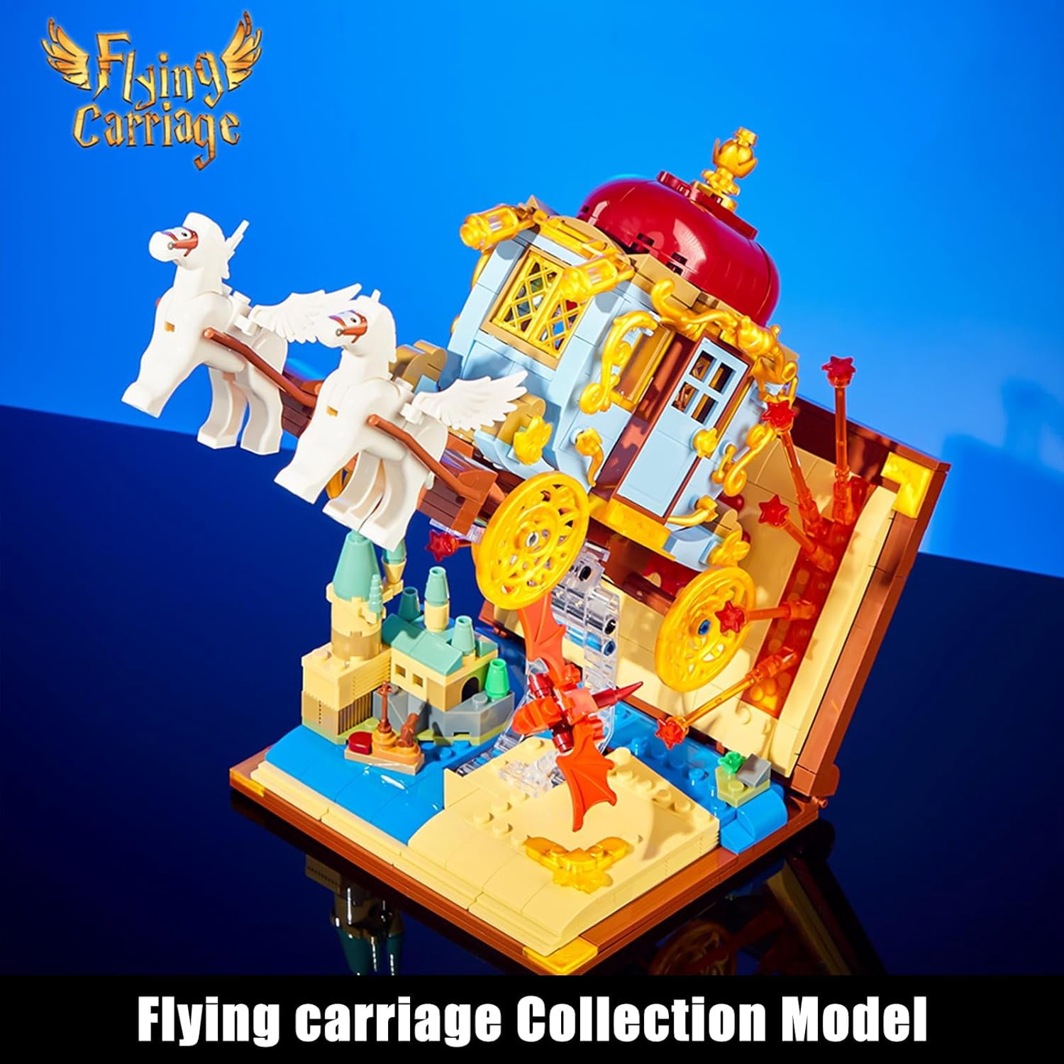 GZBrick Magic World Potter Flying Carriage Building Sets Horse with Harry Book Compatible with Lego for Boys Girls 712PCS