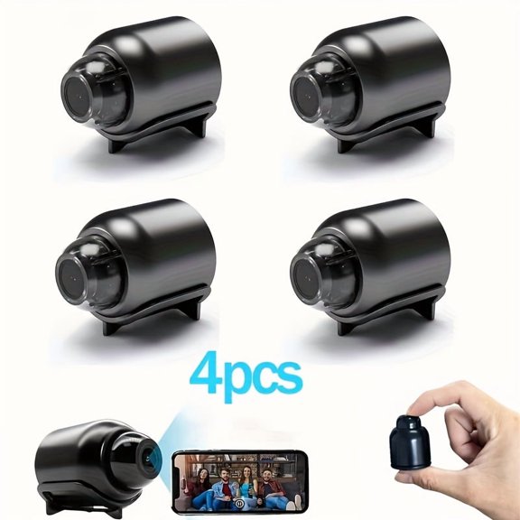 4 Packs X5 Night Vision Wireless Security Camera - 2.4GHz/5GHz WiFi Smart Surveillance Camera, HD 360° Rotation, Black | Ideal for Home & Office Monitoring | Modern Design with Durable Build