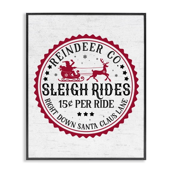 Stupell Industries Farmhouse Vintage Sleigh Rides Black Framed Giclee Art, 11 x 14, by Lettered and Lined