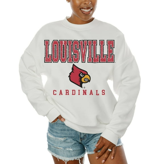 Women's Gameday Couture  White Louisville Cardinals Freestyle Fleece Pullover Sweatshirt