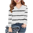 thumbnail image 6 of ShomPort Long Sleeved T-Shirt for Toddler Children Striped V-Neck Undershirt Lightweight Loose Tops Trendy Breathable Tees, 6 of 7
