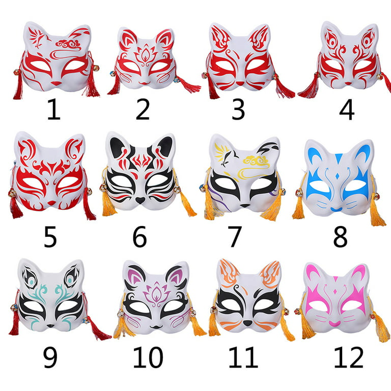 12-Pack White Half Face Mask for Halloween Costume Party, DIY Mask, 6 Designs