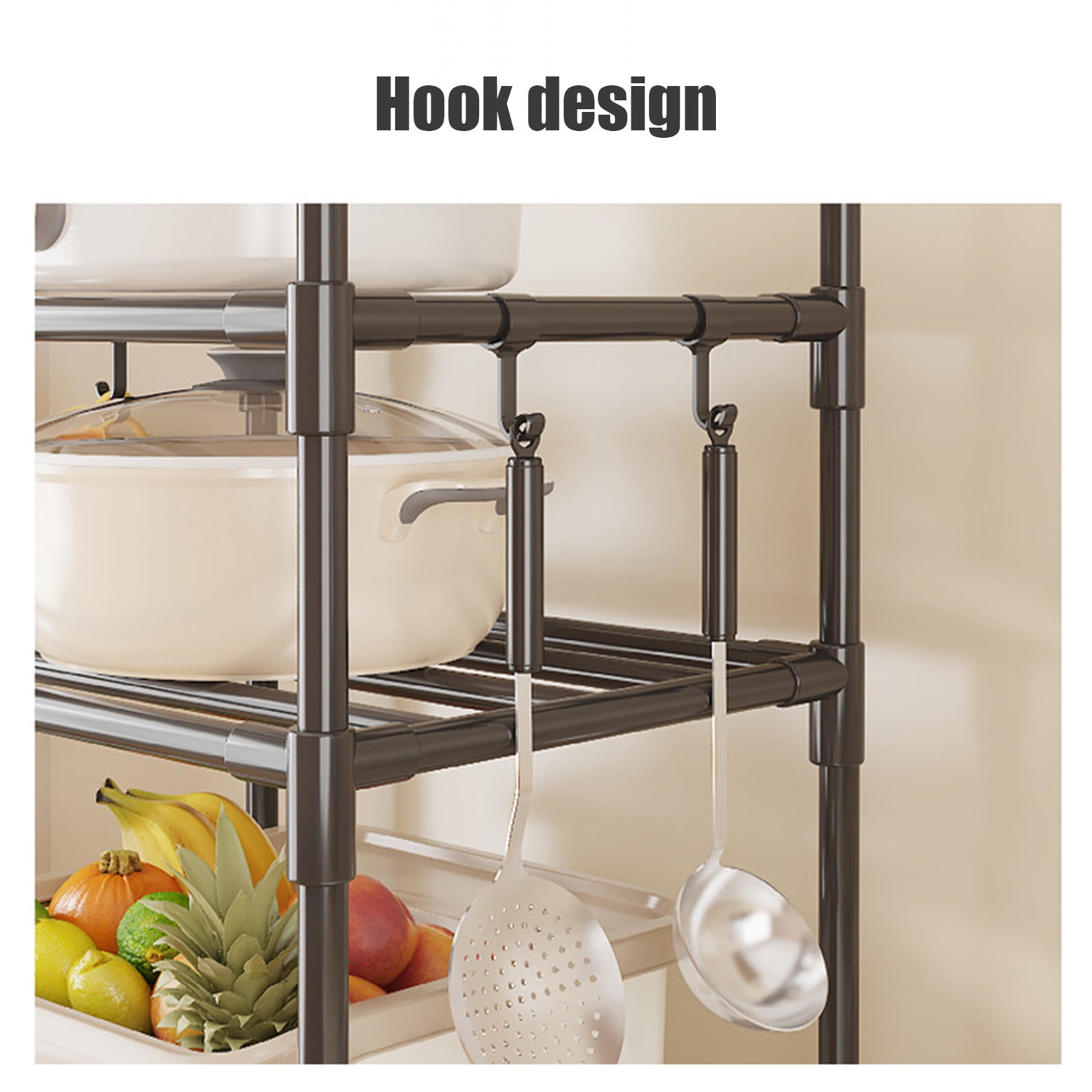 6 Tier Rolling Cart Organizer,Laundry Room Bathroom Organizers and Storage Office Shelves Mobile Shelving Unit Kitchen Trolley Cart with Wheels for Art,Craft,Diaper,Bedside,Snack(Black)