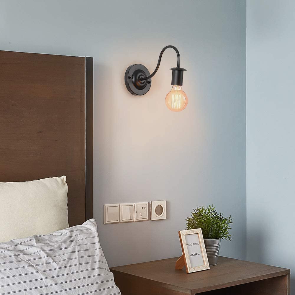 NEX Indoor Wall Sconces Lamp with Metal Black Frame Set of 2