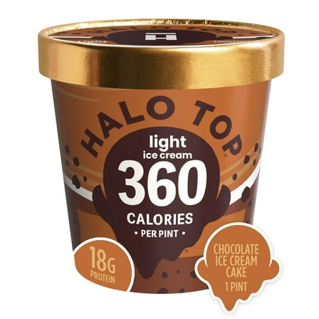 Halo Top Chocolate Ice Cream Cake Light Ice Cream, With A Good Source of Protein, Lower Calorie Frozen Dessert, 16 fl oz Pint