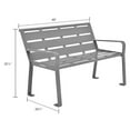 thumbnail image 6 of Global Industrial 4' Horizontal Steel Slat Outdoor Park Bench with Back, Gray, 6 of 7