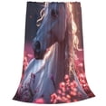 thumbnail image 2 of Zufioo Flower White Horse Fleece Blanket Queen Size,Plush Bed Blanket,Ultra Soft Throw Blanket,Plush Fuzzy Cozy Blanket Perfect for Bed,Couch-60"x50", 2 of 7