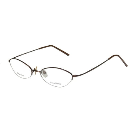 - New Vera Wang V24 Womens/Ladies Cat Eye Half-Rim Titanium Chocolate Elegant Trendy Cat Eye Titanium Frame Demo Lenses 49-16-136 Eyeglasses/Glasses