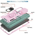 thumbnail image 3 of Dteck Samsung Galaxy S21 Case, Slide Camera Lens Protector Cover Magnetic Ring Holder Kickstand Rugged Shockproof Case for Samsung Galaxy S21, Pink/Green, 3 of 11