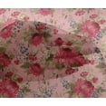 thumbnail image 4 of oneOone Viscose Chiffon Pink Salmon Fabric Stripe|Leaves & Floral Artistic Quilting Supplies Print Sewing Fabric By The Yard 42 Inch Wide, 4 of 4