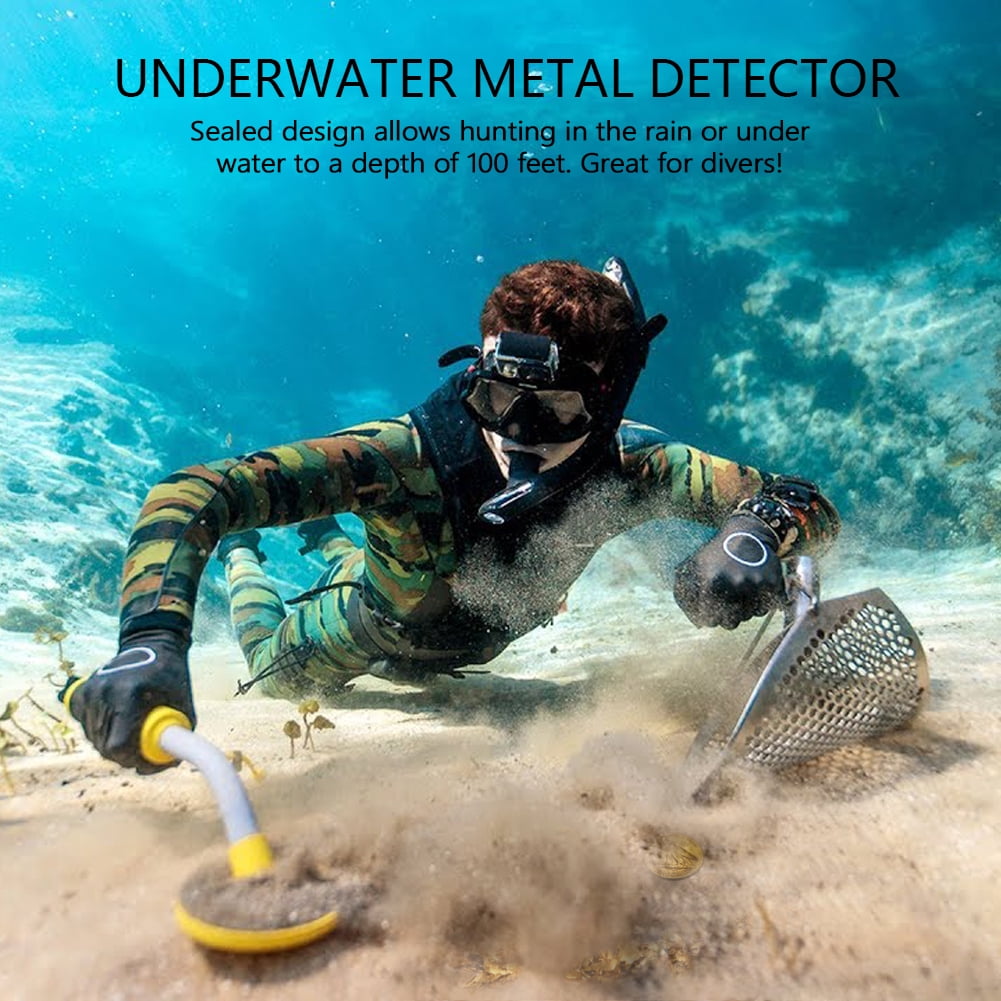 Professional Underwater Metal Detector, 100FT Waterproof Pinpointer with Pulse Induction Technology, High Sensitivity Gold Finder for Diving, Beach & Treasure Hunting