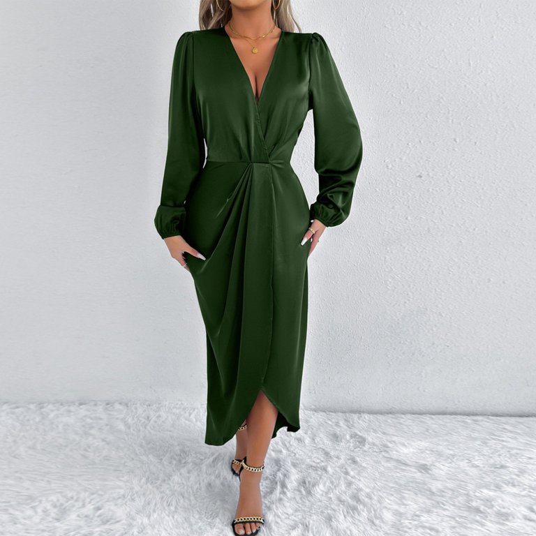 Graduation Dresses, Casual V Neck Long Sleeve Maxi Dress Loose Beach Wedding Guest Vacation Elegant Cocktail Sundress Silver For Women Little Black Dresses Gothic Dresses (S, Army Green) ZMTing - Walmart.com Graduation Dresses, Casual V Neck Long Sleeve Maxi Dress Loose Beach Wedding Guest Vacation Elegant Cocktail Sundress Silver For Women Little Black Dresses Gothic Dresses (S, Army Green) ZMTing - Walmart.com