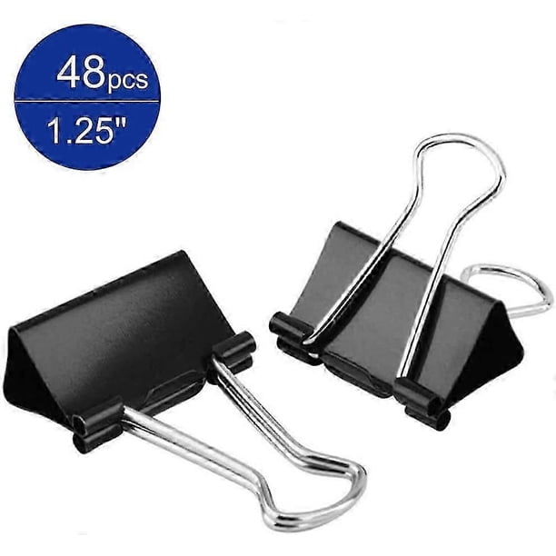 48Pcs 1.25 Inch Binder Clips Medium Binder Paper Clip for Home, School and Office Supplies, Black