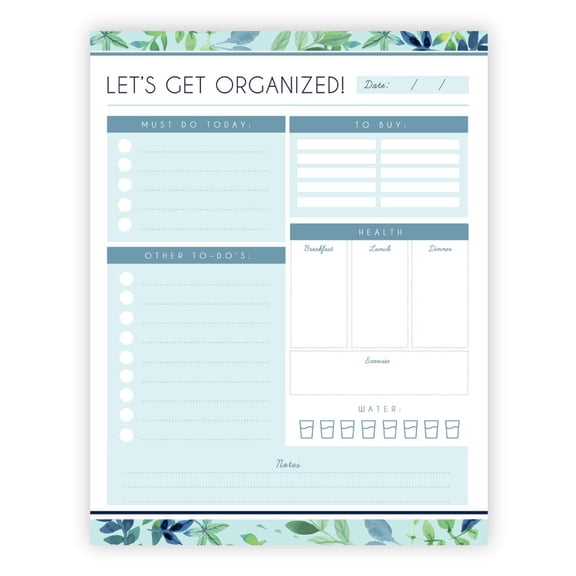 Daily Planner - 8.5 x 11 Inches of Undated Checklist Organizer Tear-Off Pads, Greenery