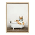 thumbnail image 2 of Kate and Laurel Sylvie Bengal Tiger in Rustic Bath Framed Canvas Wall Art by Amy Peterson Art Studio, 18x24 Natural, Modern Fun Decorative Bathtub Wall Art for Home Décor, 2 of 6