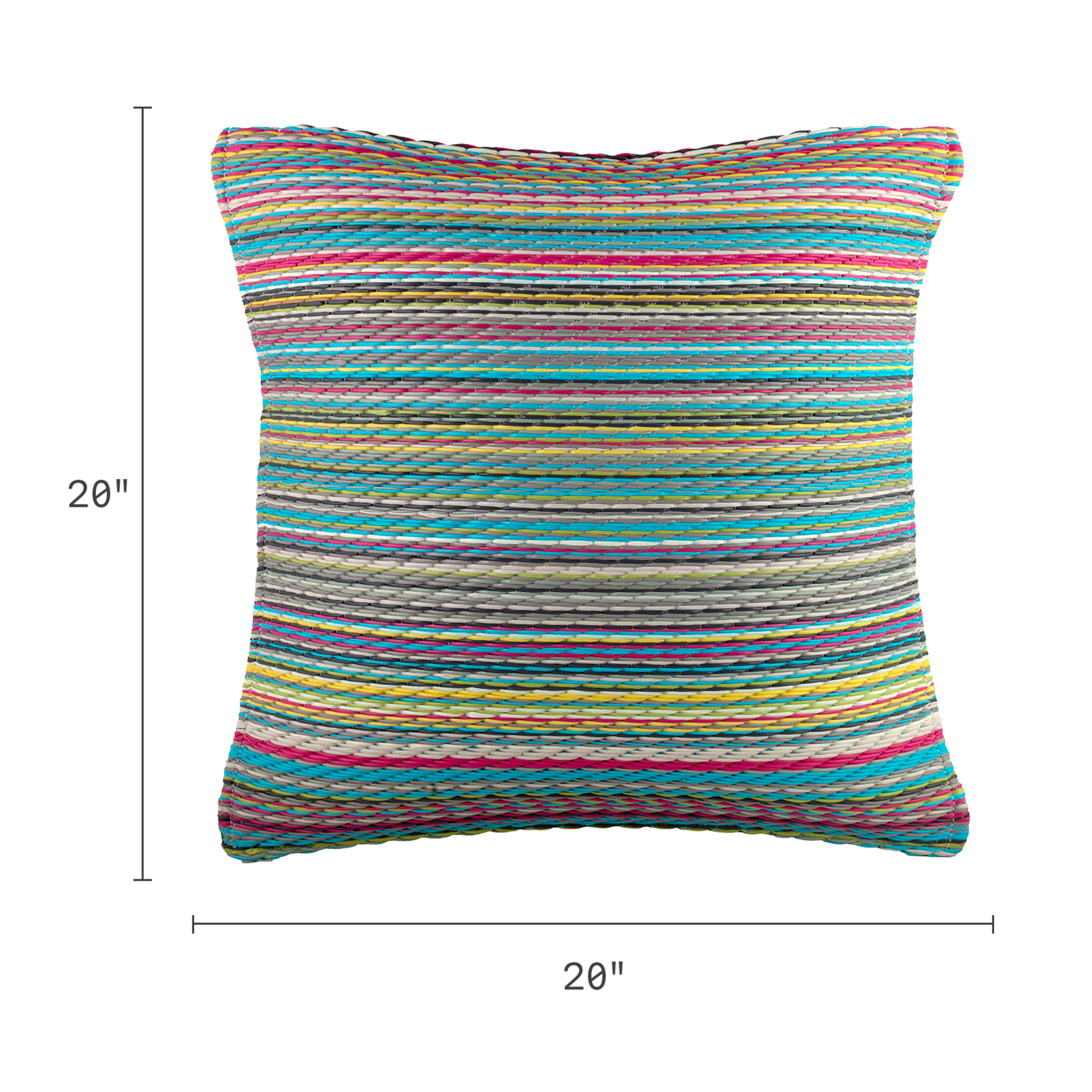 Fab Habitat Outdoor Premium Recycled Plastic Pillow - Waterproof, Fade Resistant - Striped - Patio, Porch, Deck, Balcony - Cancun - Candy - 20" x 20"