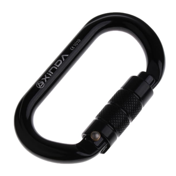 Mosquetón automático de aluminio de 25 kN para escalada en roca y senderismo, aprobado por la CE. negro