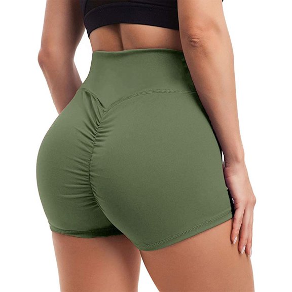 Charmgo Womens Shorts Clearance, Women Sports Shorts Gym Workout Waistband Skinny Yoga Short Pants Running Shorts for Women Shorts for Women Capri Pants for Women Army Green