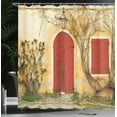 thumbnail image 4 of Ambesonne Rustic Shower Curtain, Aged Doors Tuscan House, 69"Wx84"L, Yellow Beige Red, 4 of 5