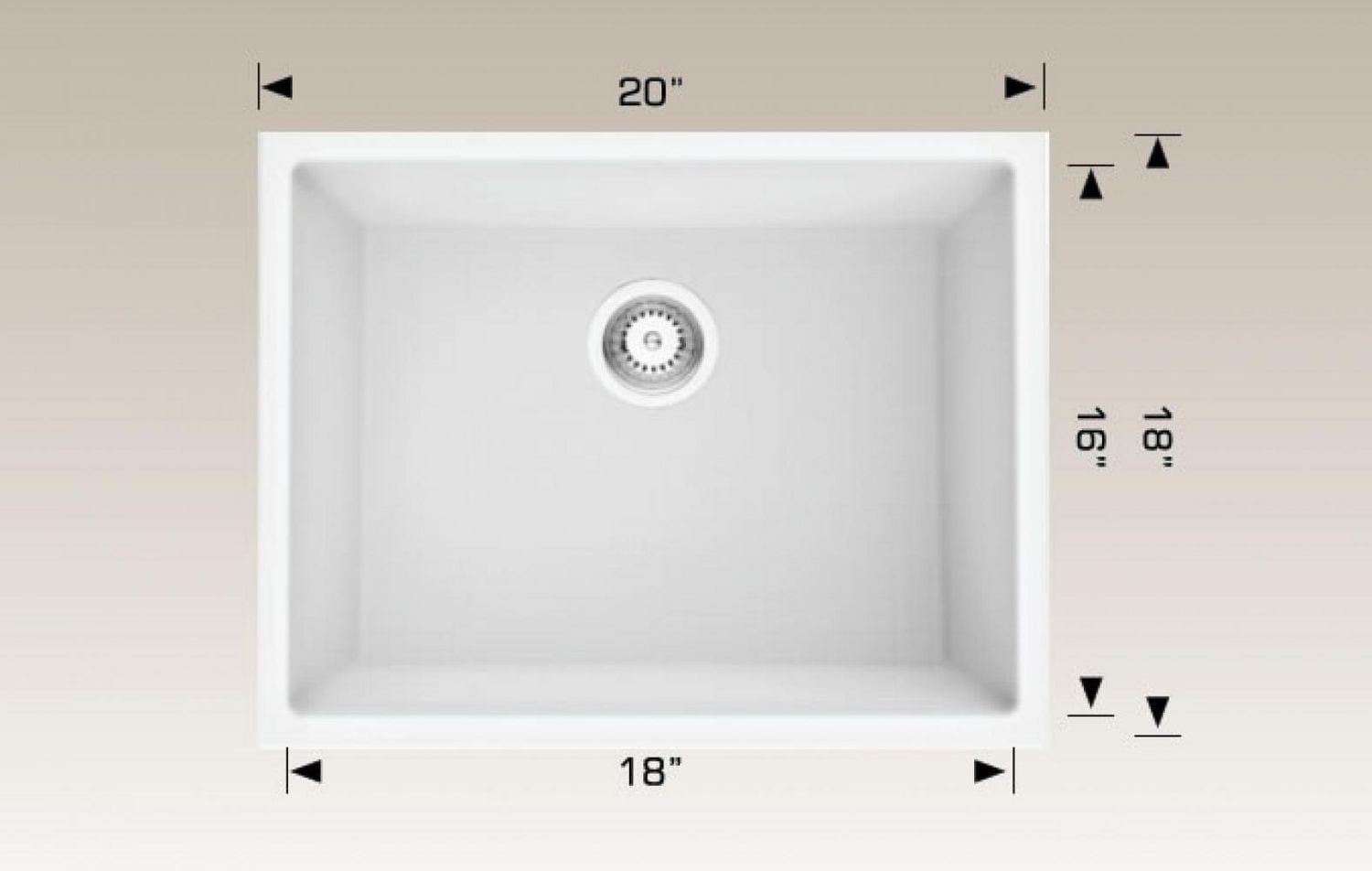 American Imaginations 20-in. W CSA Approved White Granite Composite Kitchen Sink With 1 Bowl