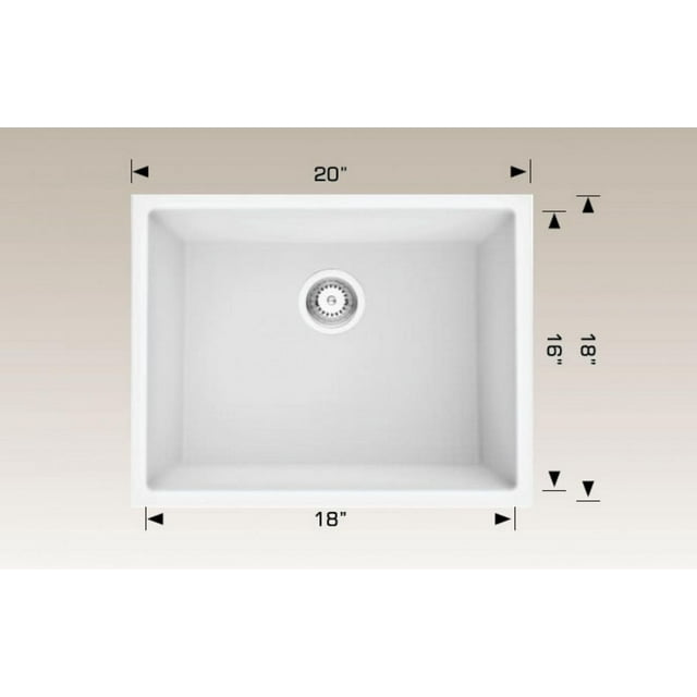 American Imaginations 20-in. W CSA Approved White Granite Composite Kitchen Sink With 1 Bowl