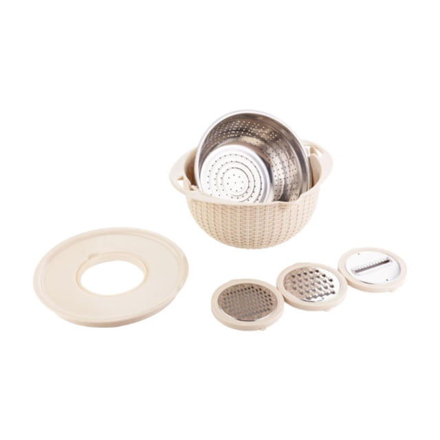 Colador con juego de tazón para mezclar, para lavar verduras, rebanar, cocinar y hornear. Beige