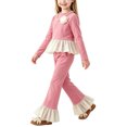 thumbnail image 6 of Spazoro Girls 2PC Outfit Sets, Long Sleeve Elastic Waist Round Neck Fall Matching Casual Clothing for Daily Wear Pink Size 9-10, 6 of 9