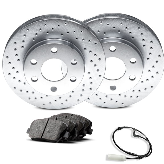 R1 Concepts Front Brakes and Rotors Kit |Front Brake Pads| Brake Rotors and Pads| Ceramic Brake Pads and Rotors |Hardware Kit |fits 1982-1984 BMW 733i, 1985-1986 BMW 735i