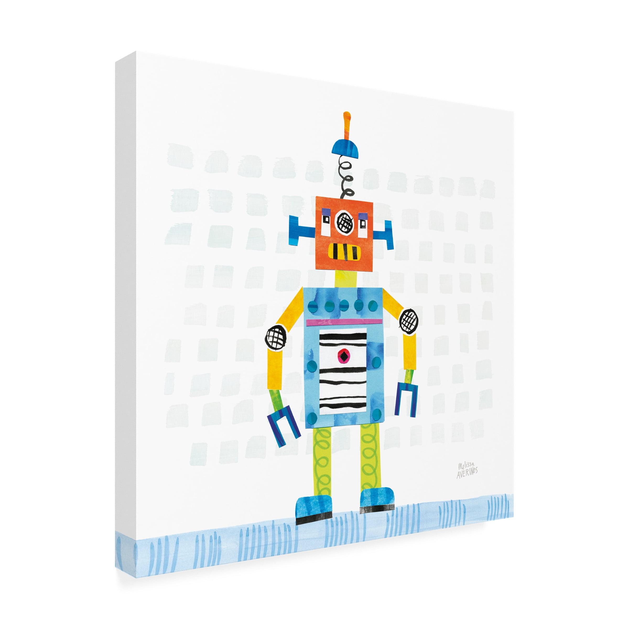 Melissa Averinos 'Robot Party II on Squares' Canvas Art