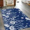 thumbnail image 4 of 3x5 Area Rugs, Navy Blue Coastal Non-Skid Rubber Backing Large Rectangle Rugs - Living Room Bedroom Home Office, Starfish Coral Ocean Conch Sea Nautical Indoor Floor Mat Carpets Washable Rug, 4 of 9