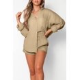 thumbnail image 4 of 2 Piece Outfits Women Lounge Sets Fall Outfits Button Down Oversized Shirts And Shorts Tracksuit, 4 of 6