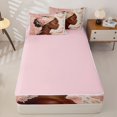 thumbnail image 4 of Castle Fairy Romantic Woman With Hydrangea Headwrap Zipper Twin Comforter Sets with Fitted Sheet and 2 Pillowcases,Delicate Butterfly Floral Art Zipper Bedding Set,Pink Reversible,4-Piece, 4 of 6