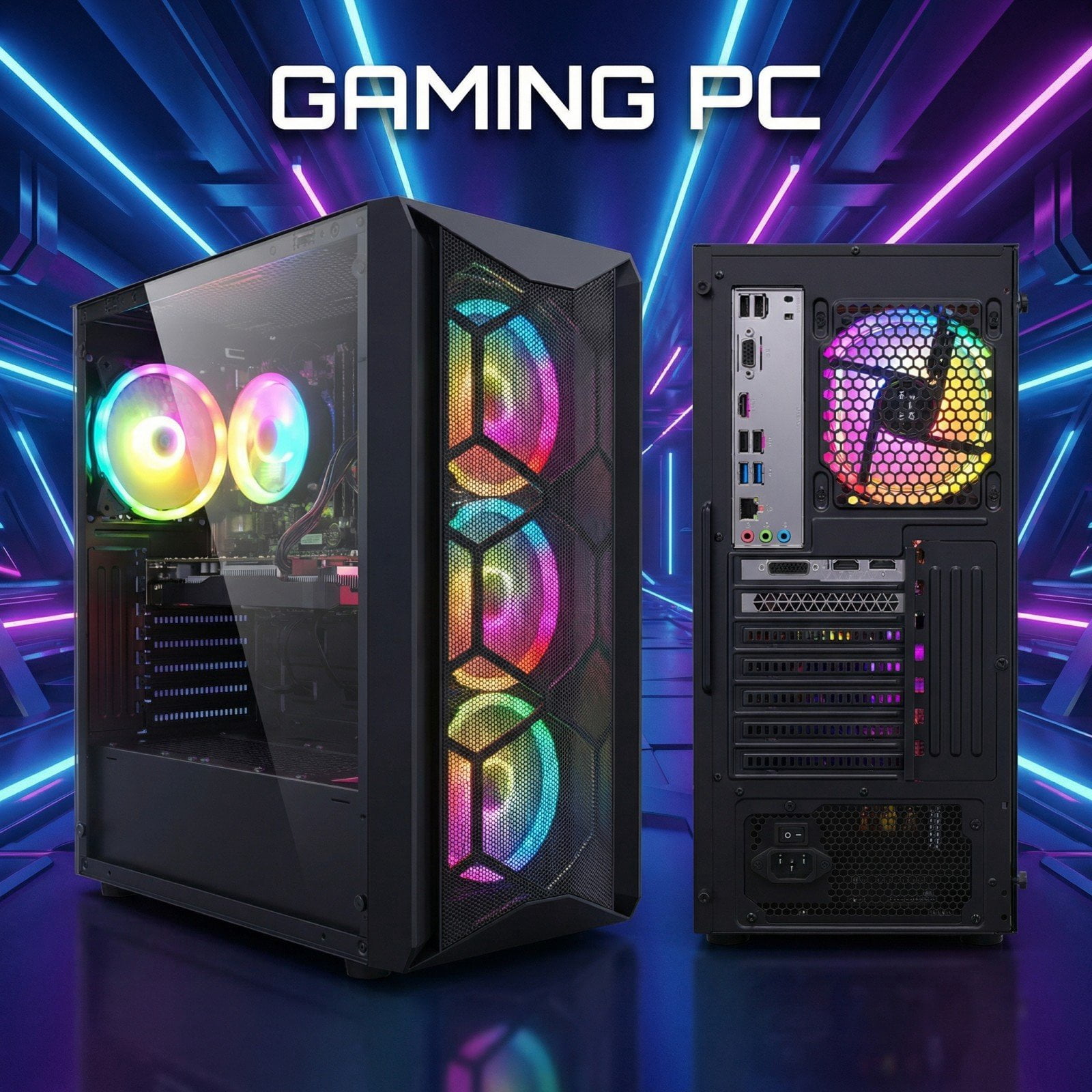 STGAubron Gaming PC Desktop, RX 580 16G, Intel Core i7 up to 3.9G, 16G Ram, 512G SSD, Wifi 6, BT 5.0, RGB Fan x4, Win 11 Home