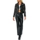 thumbnail image 2 of Chaquetas metálicas brillantes con cremallera para motociclista holográficas INSPIRE CHIC para mujer M negras, 2 of 5