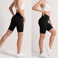 thumbnail image 4 of RYRJJ Biker Shorts Women with Pockets High Waisted Workout Tummy Control Gym Running Yoga Shorts(Black,XXL), 4 of 9
