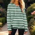 thumbnail image 5 of Women's Fashion Casual Striped Print Pullover Long-Sleeve Hooded Sweatshirt, Classic Fall Winter Wear with Soft Material and Stylish Design for Everyday Use,Army Green,L, 5 of 6