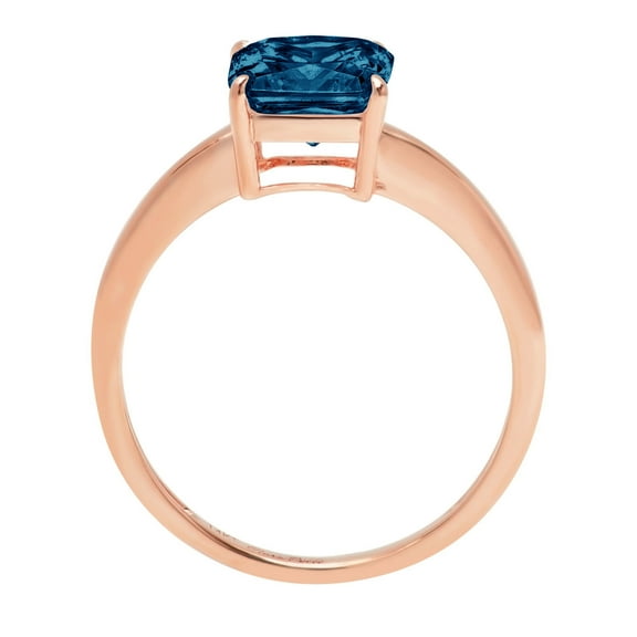2.5 ct Asscher Cut Natural London Blue Topaz Solitaire Engagement Ring for Women in 18K Rose Gold