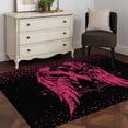 thumbnail image 3 of 3'x5' Rug for Living Room Bedroom, Pink Ribbon Washable Area Rugs Non-Slip Carpet Mats, Wings Romantic Love Heart Flowers Black Indoor Low Pile Area Rug Runner for Kitchen, Mudroom, 3 of 8
