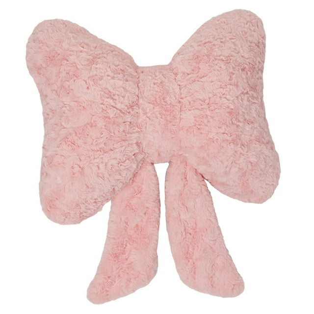Almohada de peluche con lazo, suave, bonita y moderna, multiusos, para sofá Rosa