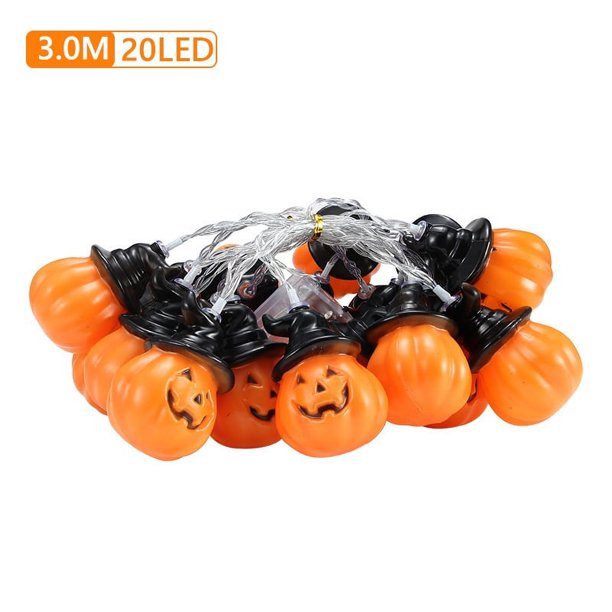 16.4 pies 40 luces LED decorativas centelleantes 8 modos cadena impermeables (3m20led-3AA) naranja