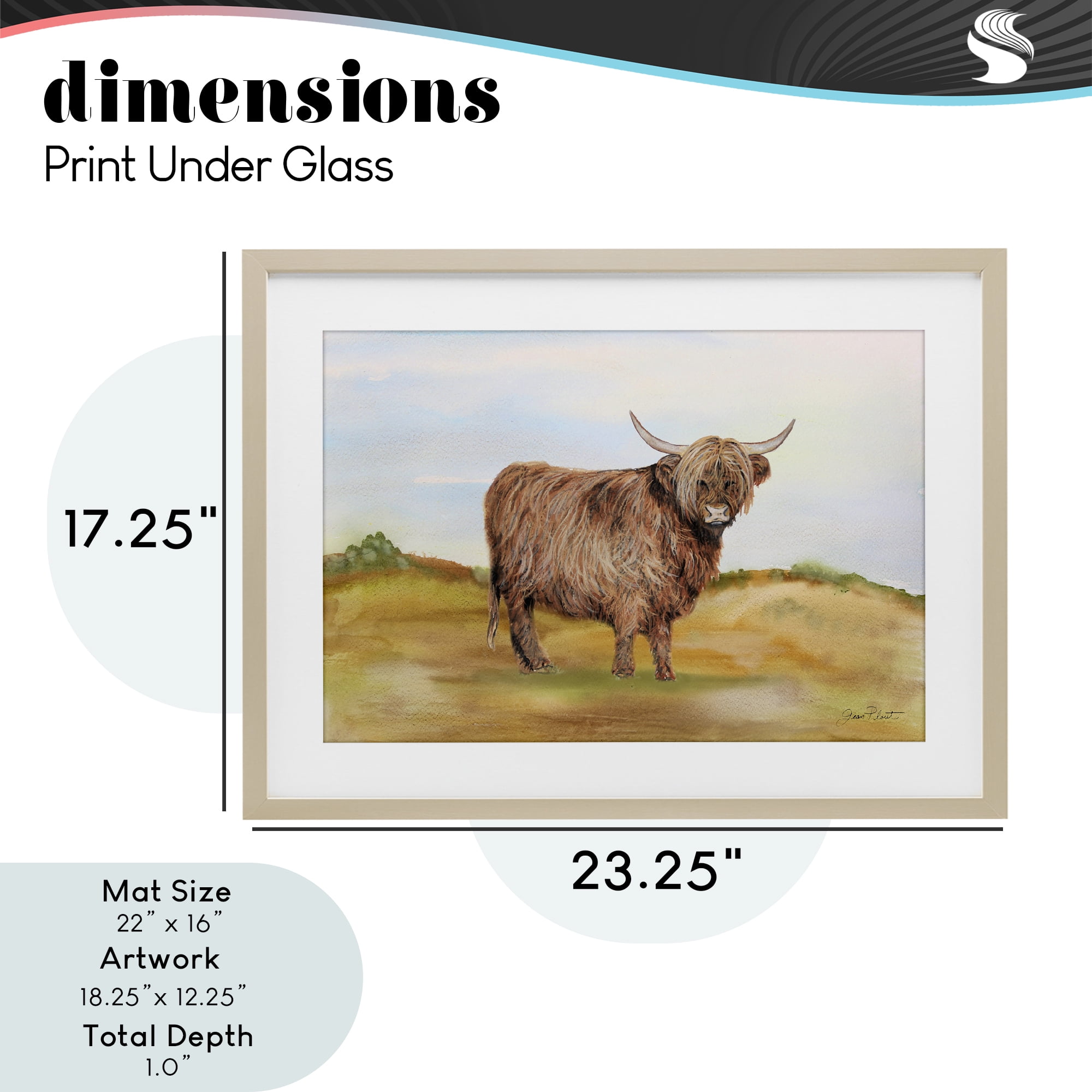 Farm Animal In Pasture Birch Framed Print Under Glass, design by Jean Plout