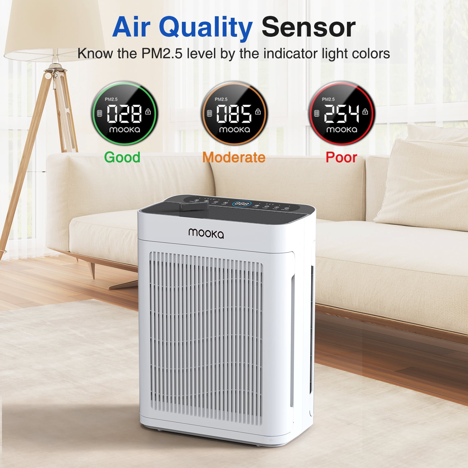 Pet Air Purifier for Home Large Room 3000 sq ft, H13 HEPA Washable Double-Sided Filter,Air Cleaner for Pet Hair Dander Odor Allergies Pollutant Smoke Dust,PM2.5 Air Quality Monitor,Auto Mode