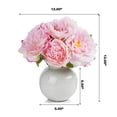 thumbnail image 4 of Enova Home Artificial Silk Peony Faux Flowers Arrangement in Round Ceramic Pot for Home Office Wedding Decoration (Pink), 4 of 4